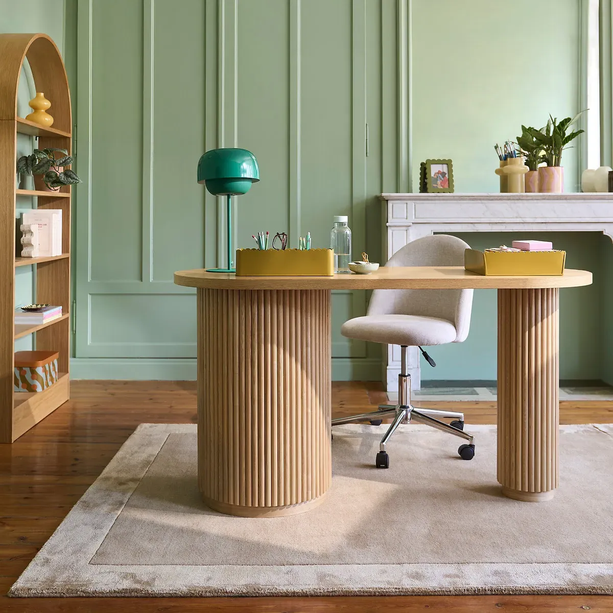 Genna Desk with Storage Door - Oak, Ash alternate view