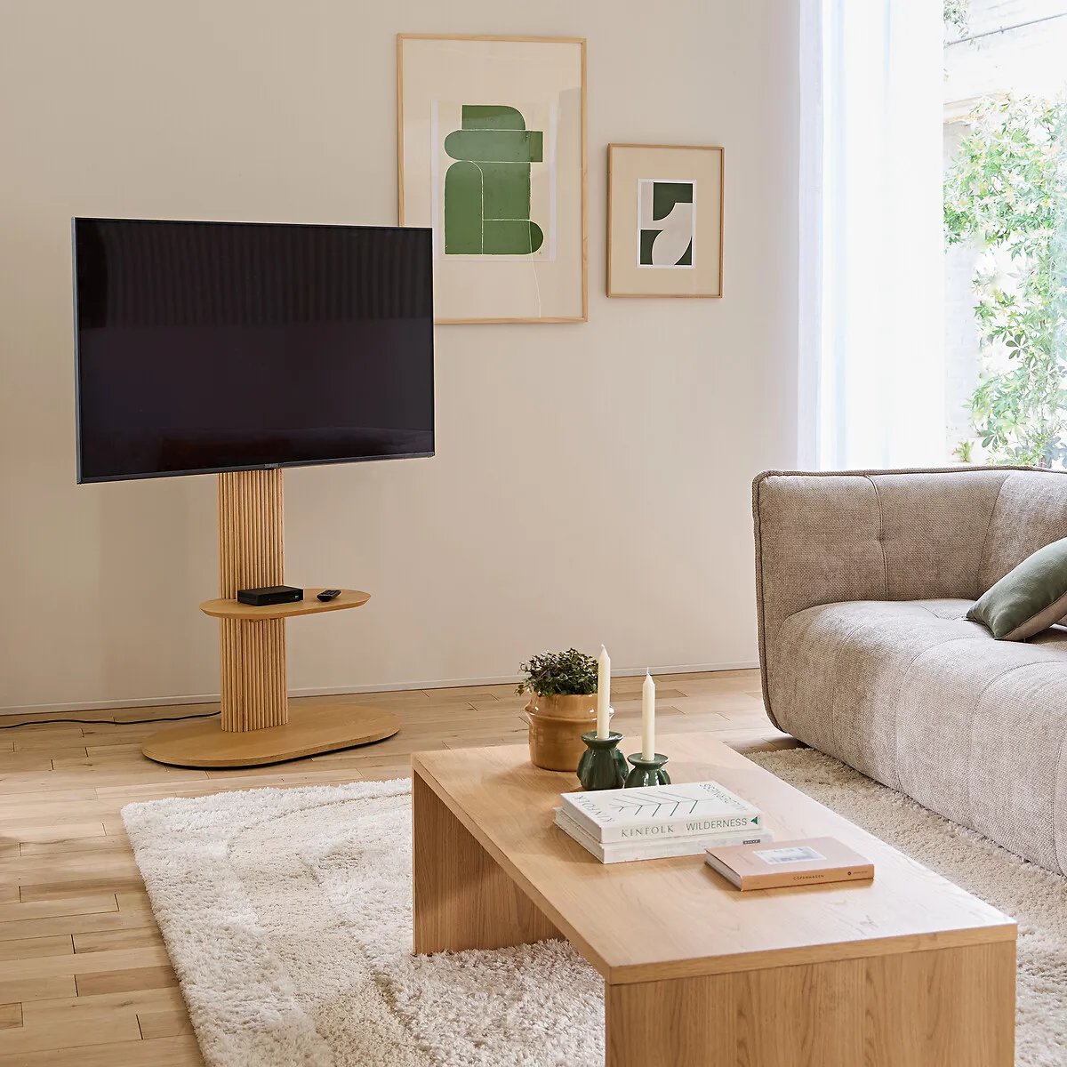 Genna Free-Standing TV Stand - Oak, MDF Veneer alternate view