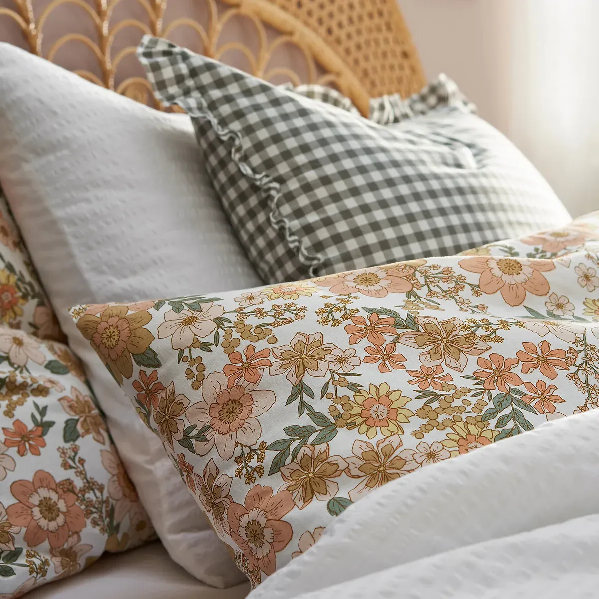 Georgette Gingham Square Cushion Cover - Washed Cotton alternate view