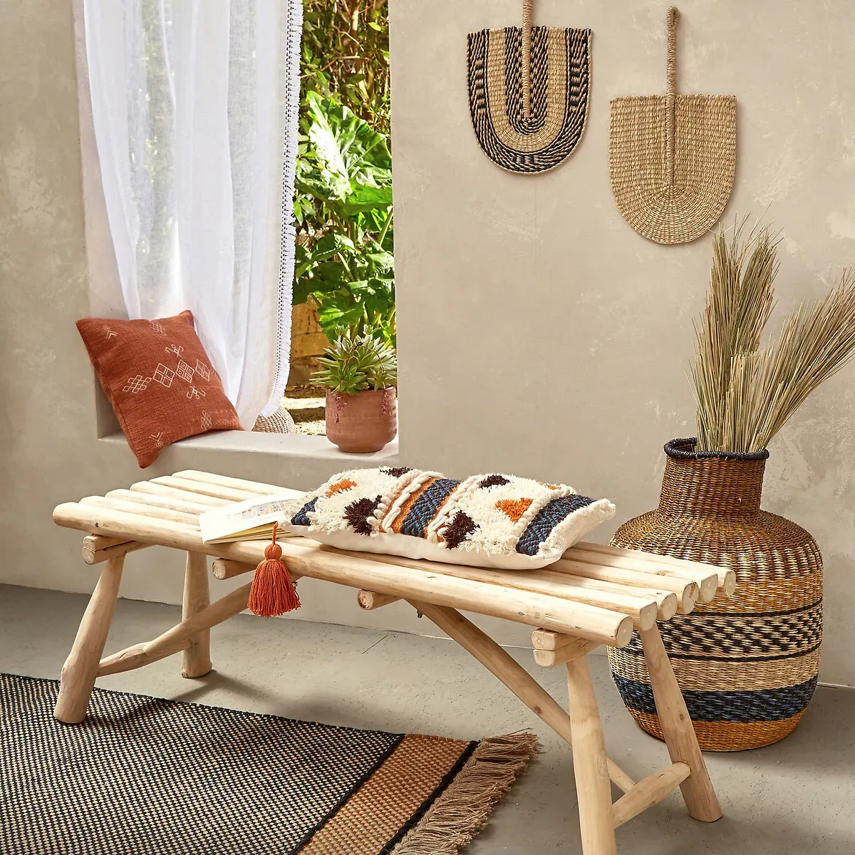 Ghada Bench with Foldable Legs - Natural, Teak alternate view