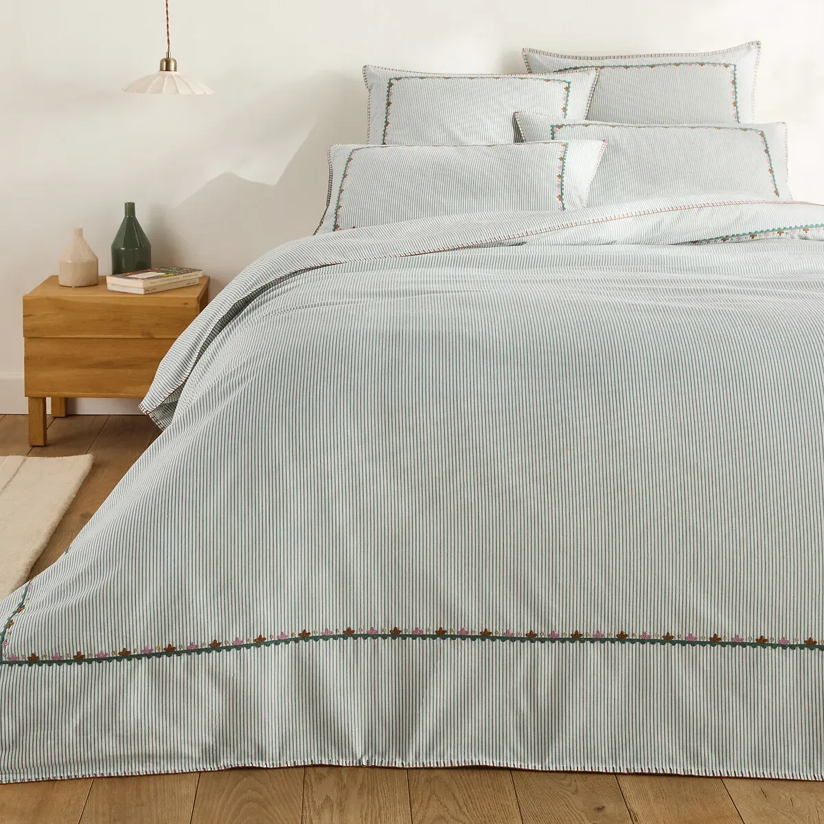 Gillian Duvet Cover - Blue Striped, Washed Cotton alternate view