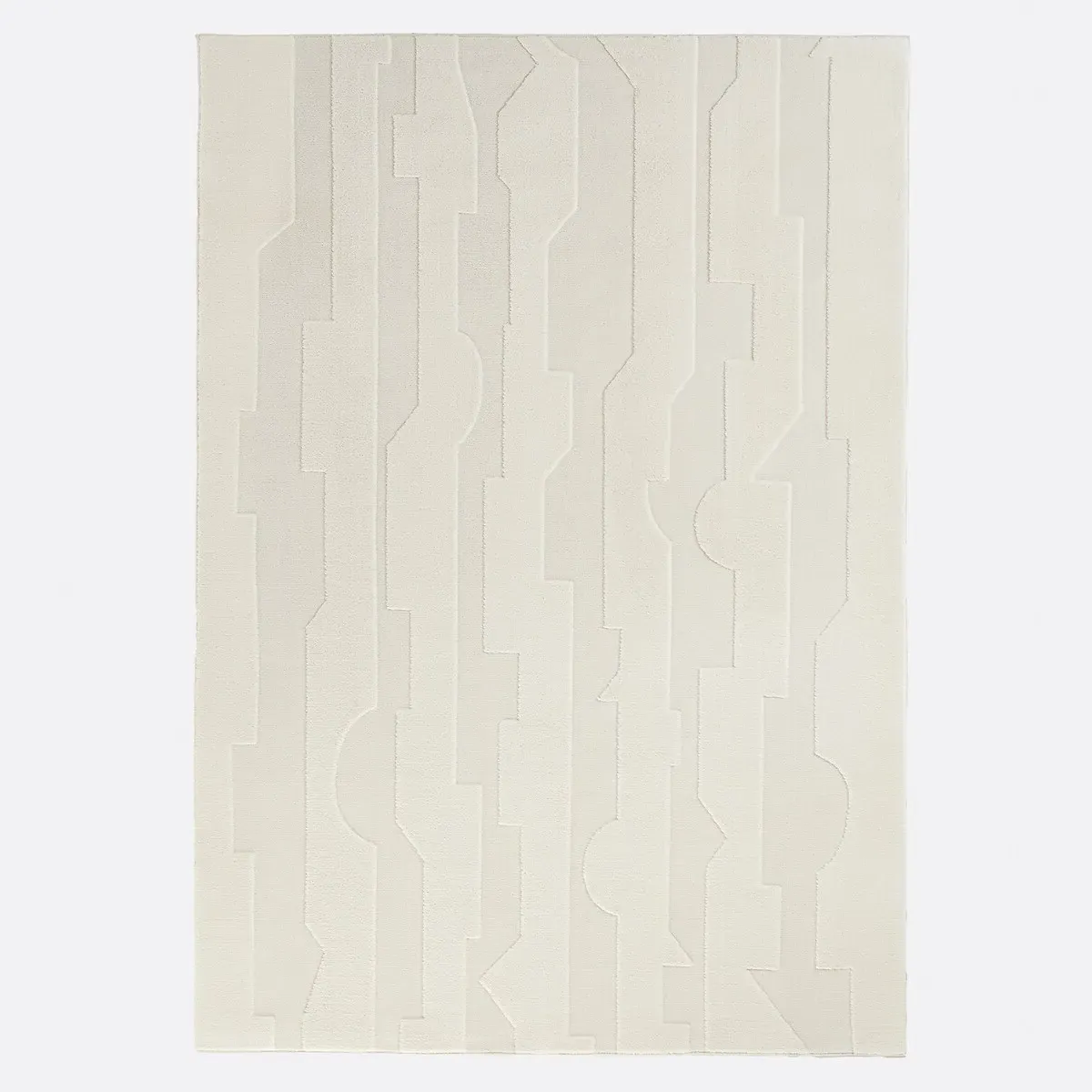 Gioma Totemic Print Rectangular Rug - Ecru, Polyester product