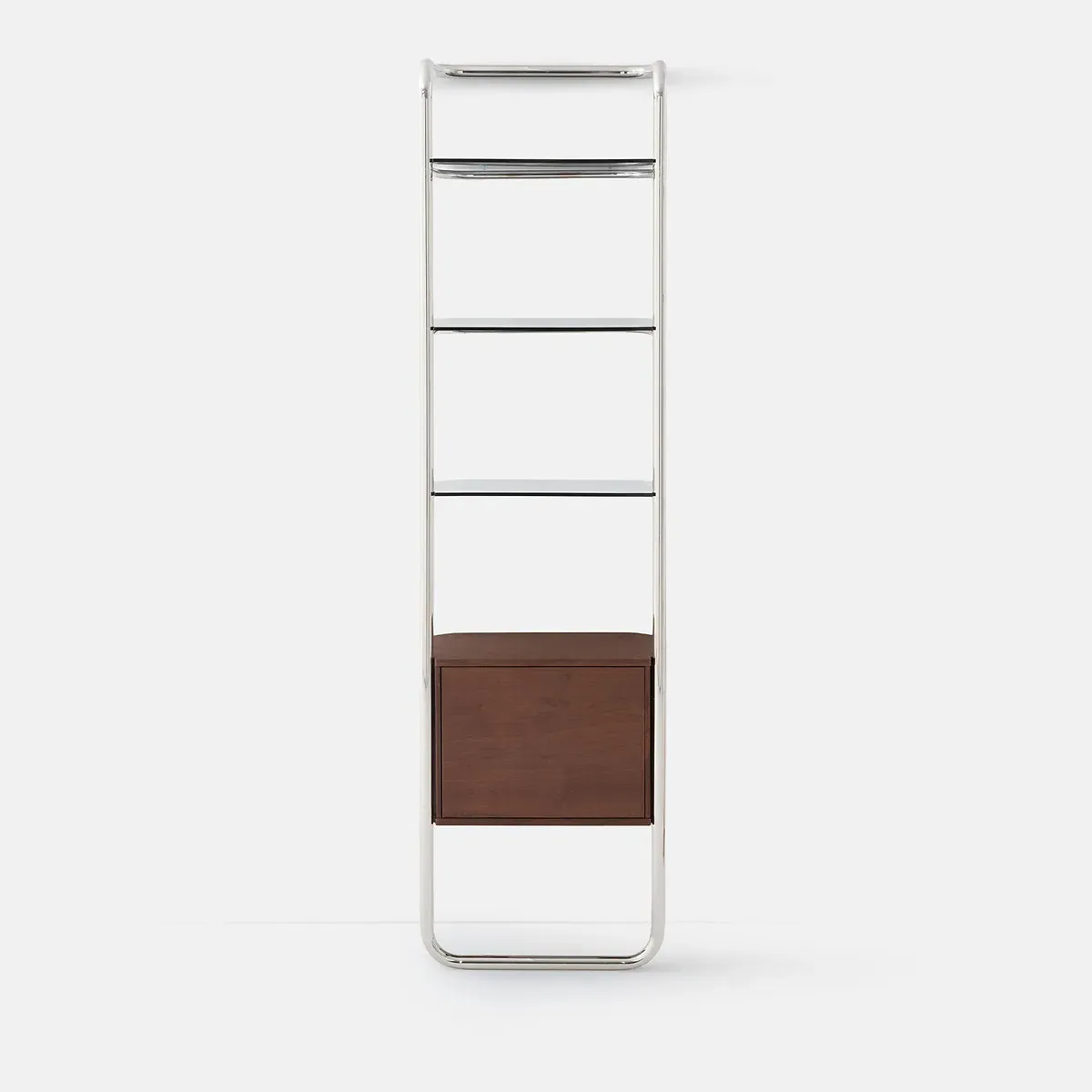 Giorgio Wall Shelf with 1-Door Cupboard - Walnut, Chrome alternate view