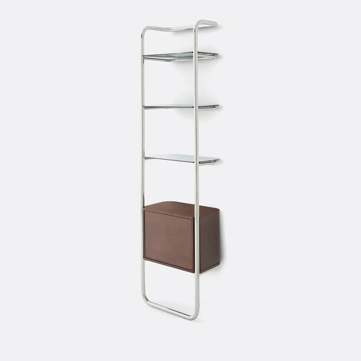 Giorgio Wall Shelf with 1-Door Cupboard - Walnut, Chrome product