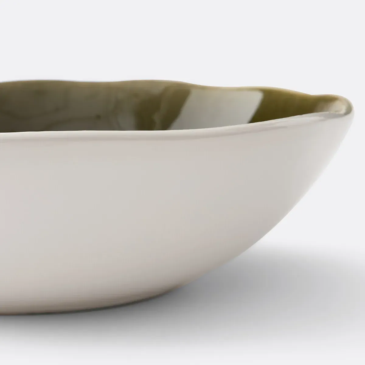Gogain Cracked Stoneware Salad Bowl - Khaki Green alternate view