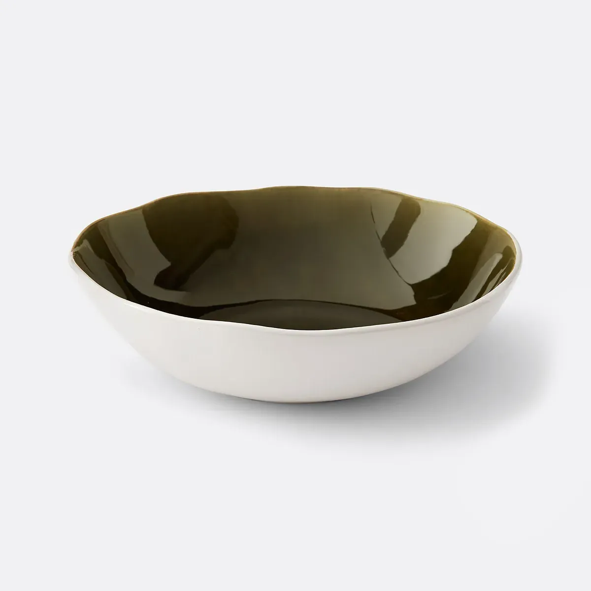 Gogain Cracked Stoneware Salad Bowl - Khaki Green product