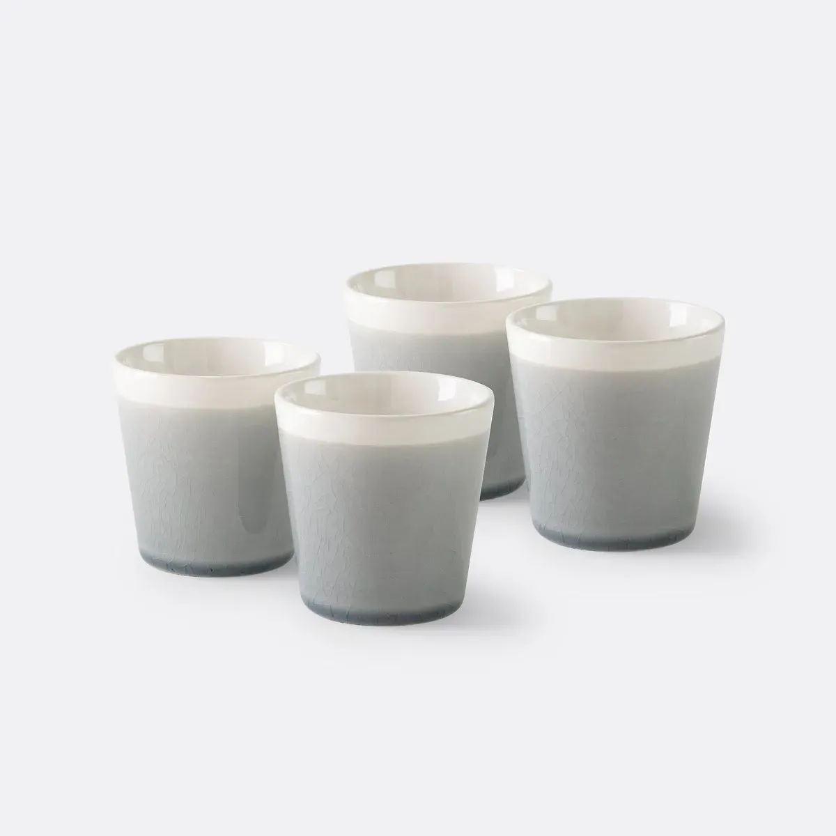 Gogain Set of 4 Coffee Cups with Crackled Glaze - Grey-Blue, Stoneware product