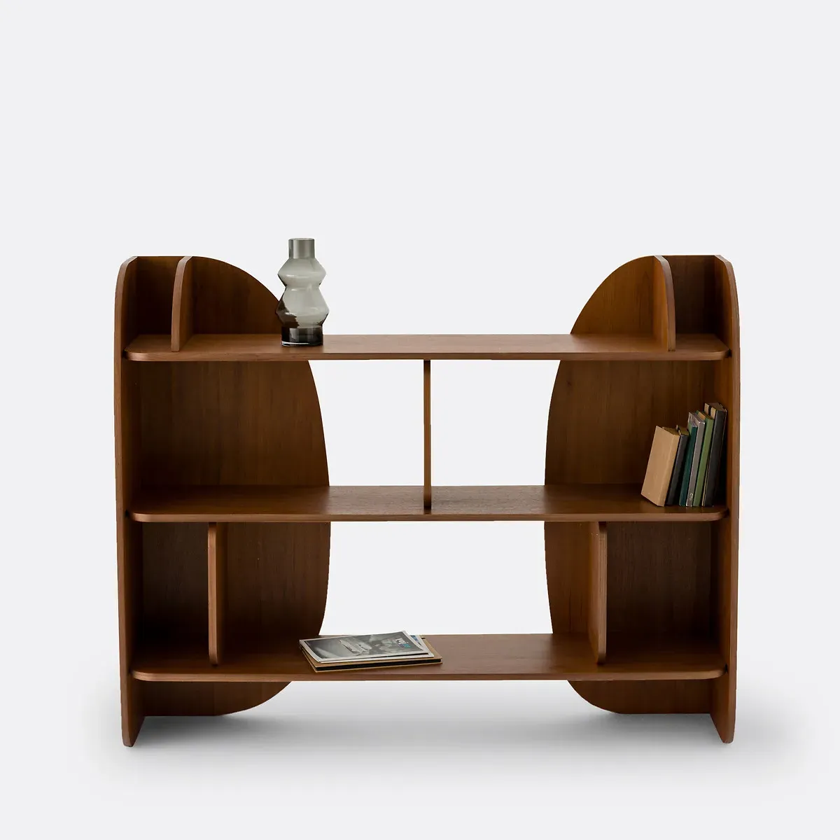 Gorman Low Bookcase with Open Compartments - Walnut, MDF alternate view