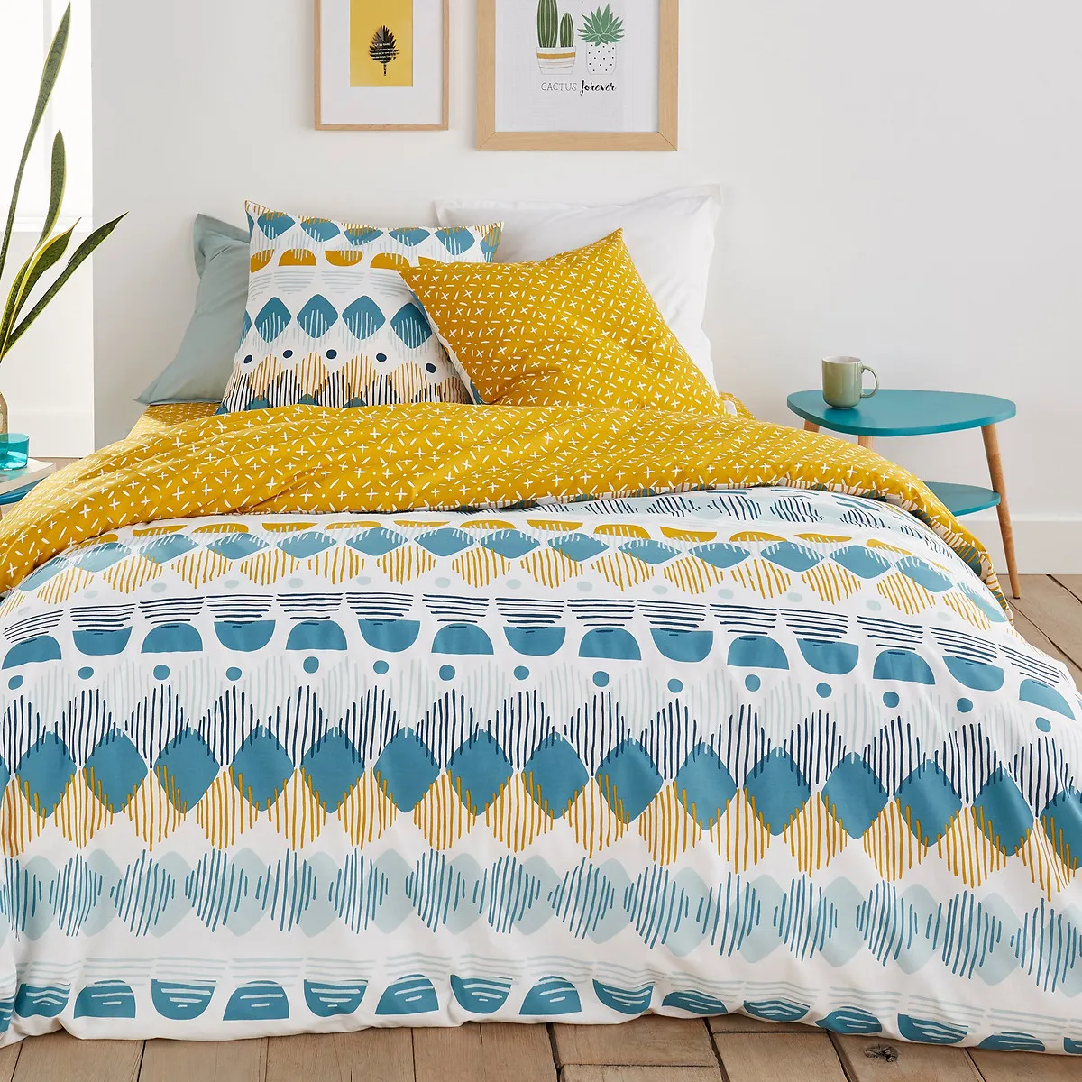 Graphic Print Duvet Cover - Blue, Cotton product