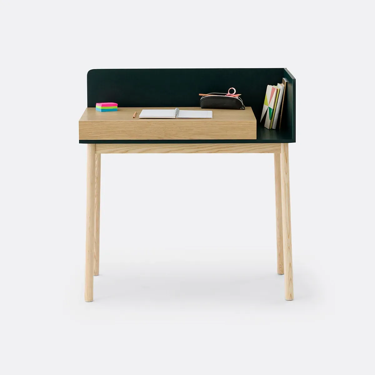 Graphy 1 Drawer Desk with Reversible Partition - Oak, MDF alternate view