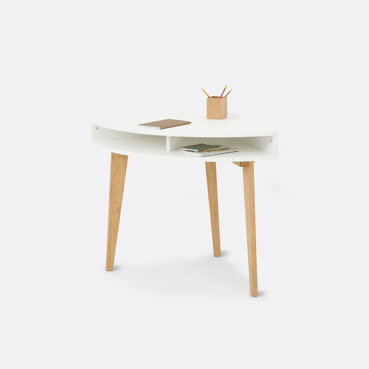 Grimsby Corner Console Desk with Storage - White, Pine product