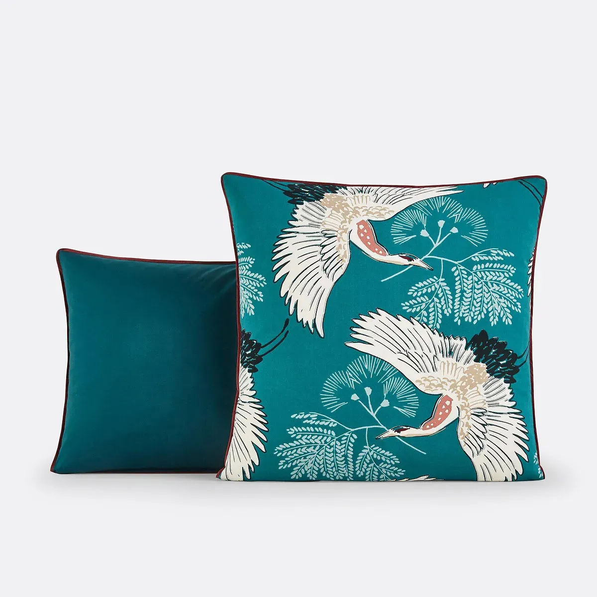 Grues Cotton Percale Pillowcase - Teal Print product