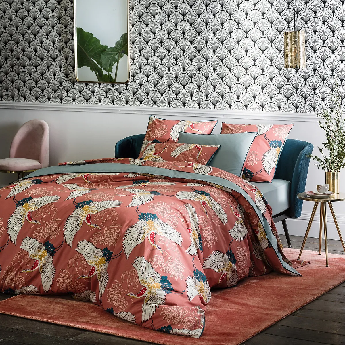 Grues Duvet Cover - Printed Pink Blush, Cotton Percale product