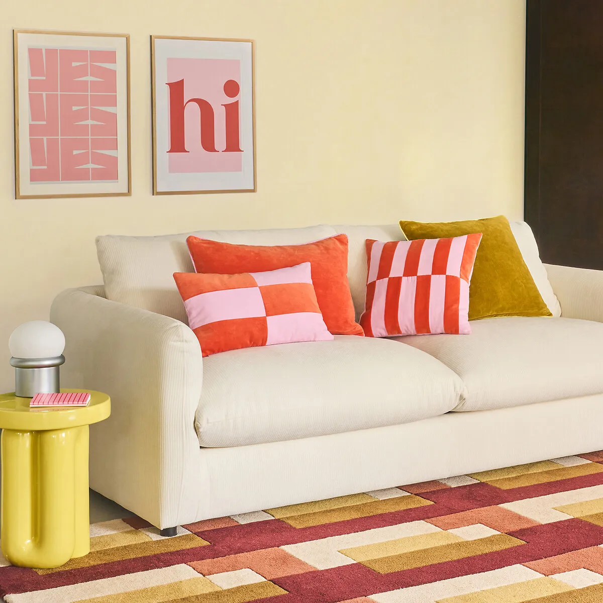 Gusali Rectangular Two-Tone Cushion Cover - Red, Cotton Velour alternate view