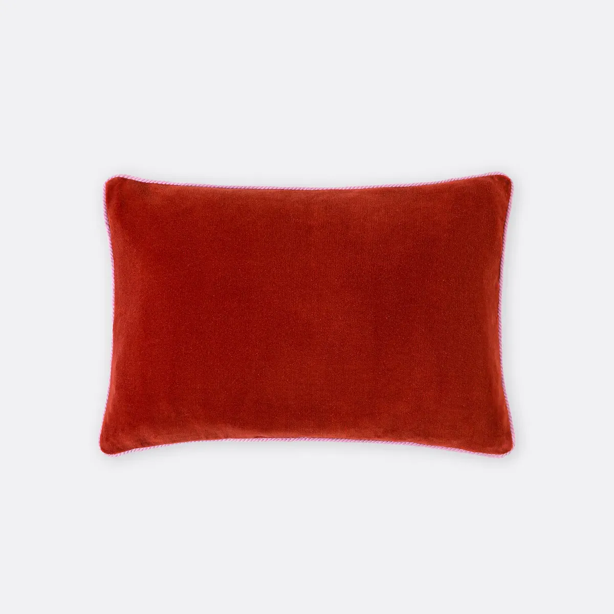 Gusali Rectangular Two-Tone Cushion Cover - Red, Cotton Velour product