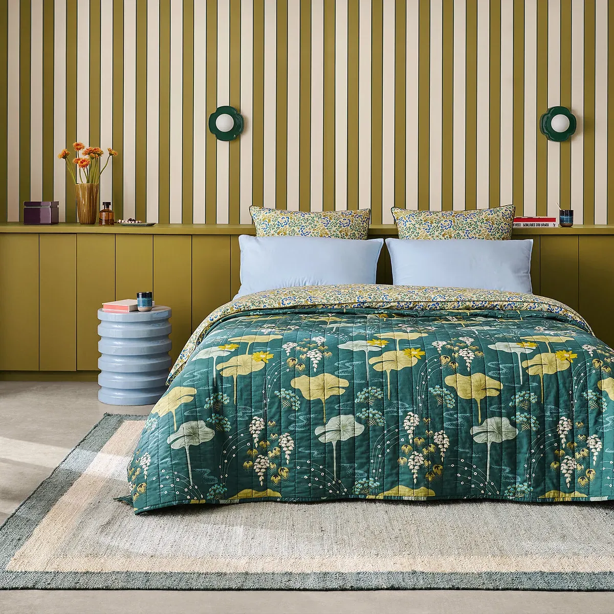 Hanoi Floral Print Duvet Cover - Washed Cotton alternate view