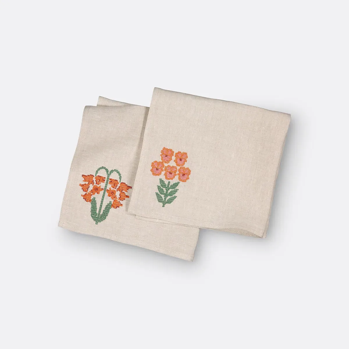 Harlig Set of 2 Embroidered Linen Napkins - Natural product