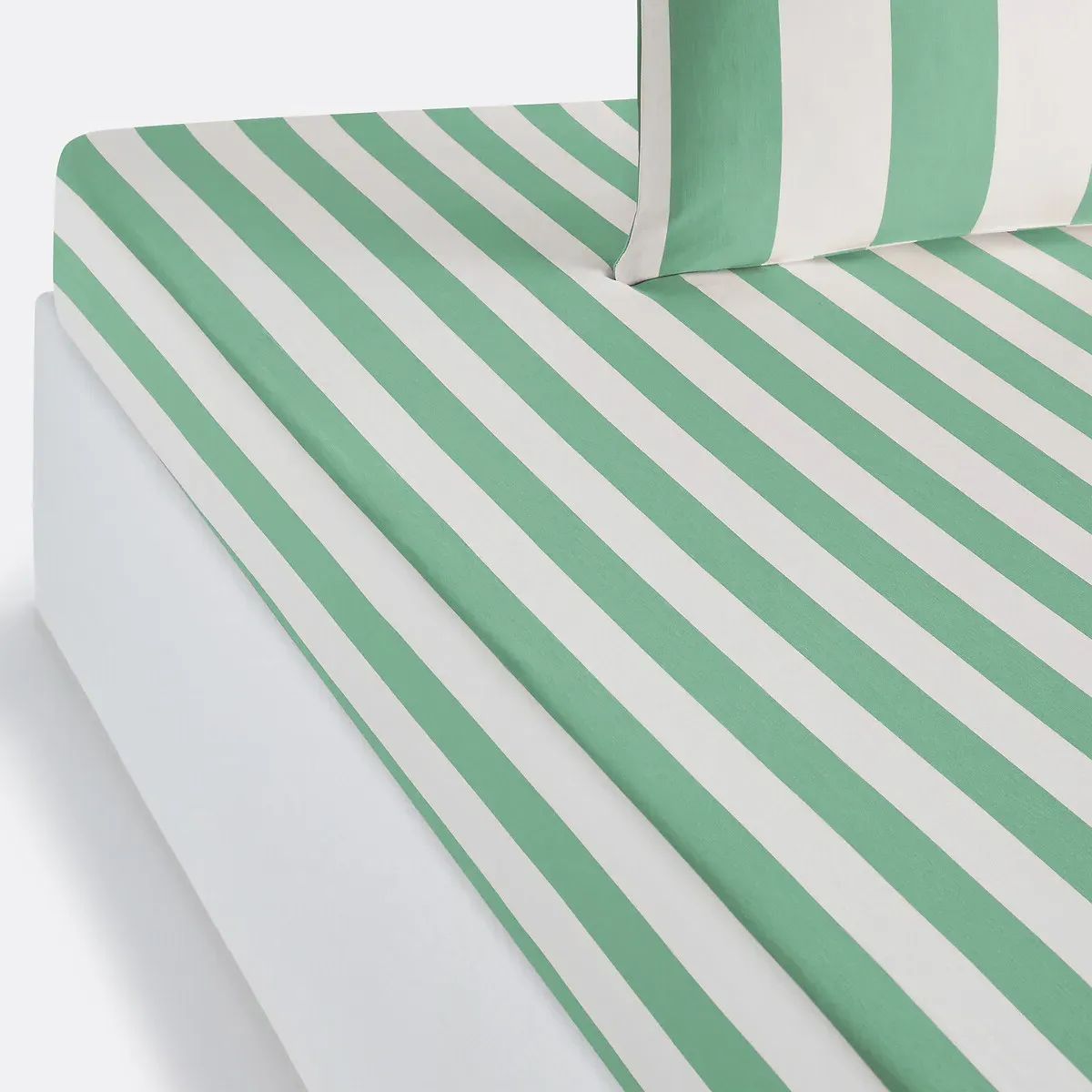 Hendaye Fitted Sheet Mattress Depth 25cm - Green, Cotton product