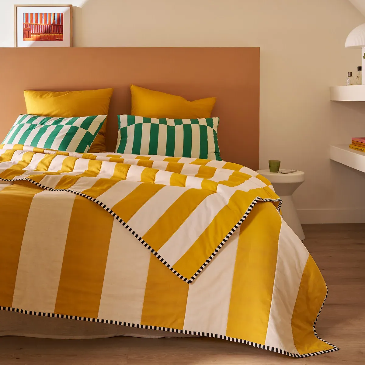 Hendaye Quilted Bedspread - Yellow, Cotton alternate view