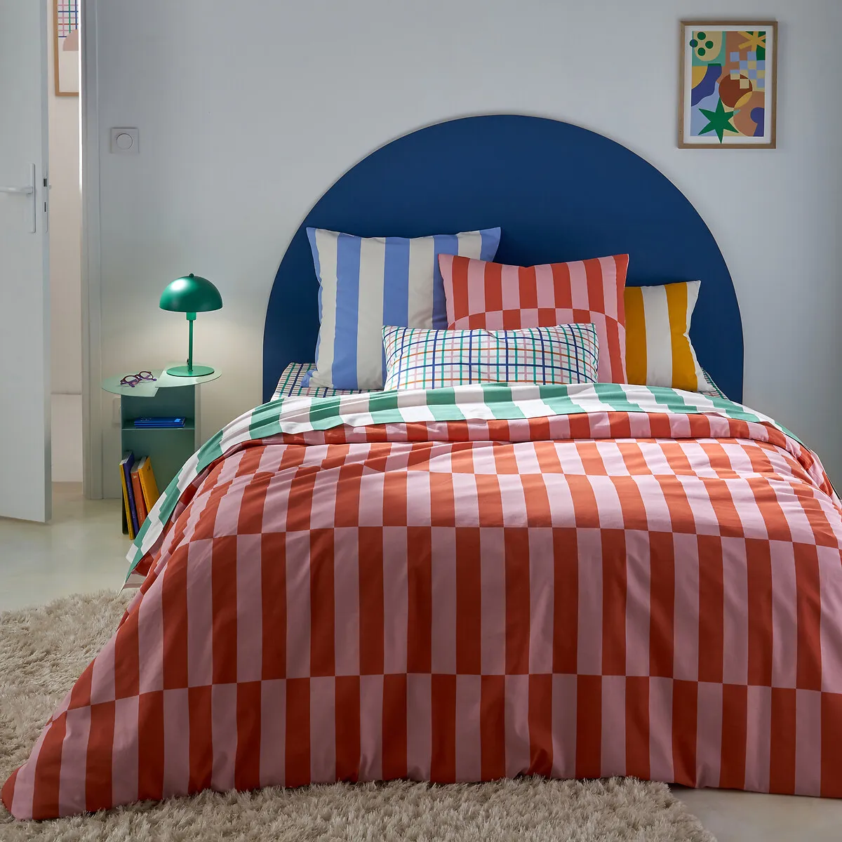 Hendaye Striped Pillowcase - Blue, Cotton alternate view