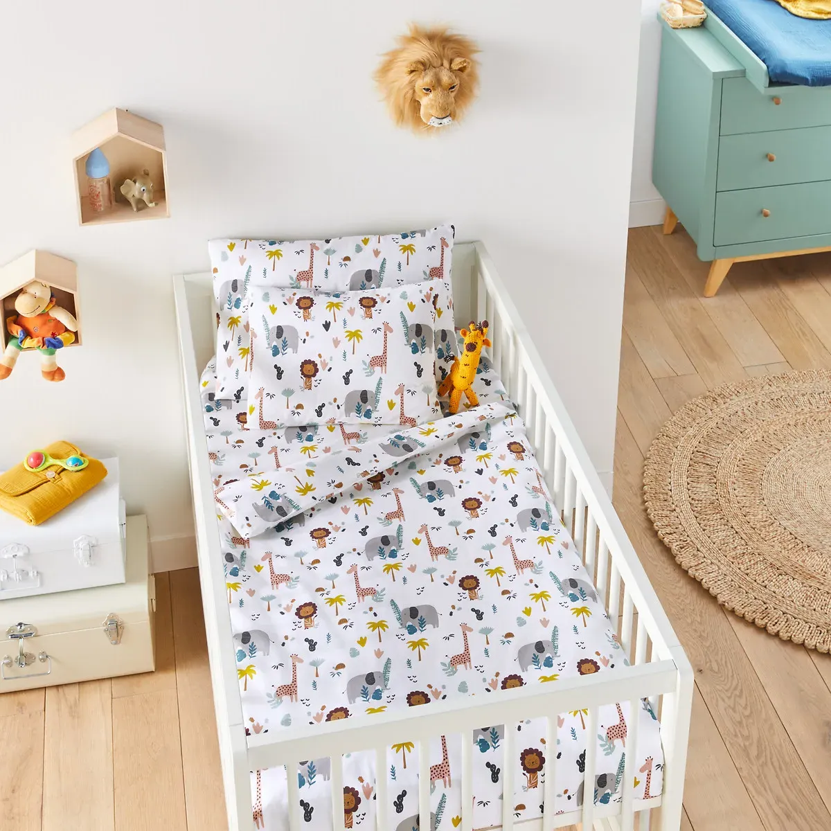 Henri Animal Print Cot Fitted Sheet - Organic Cotton alternate view