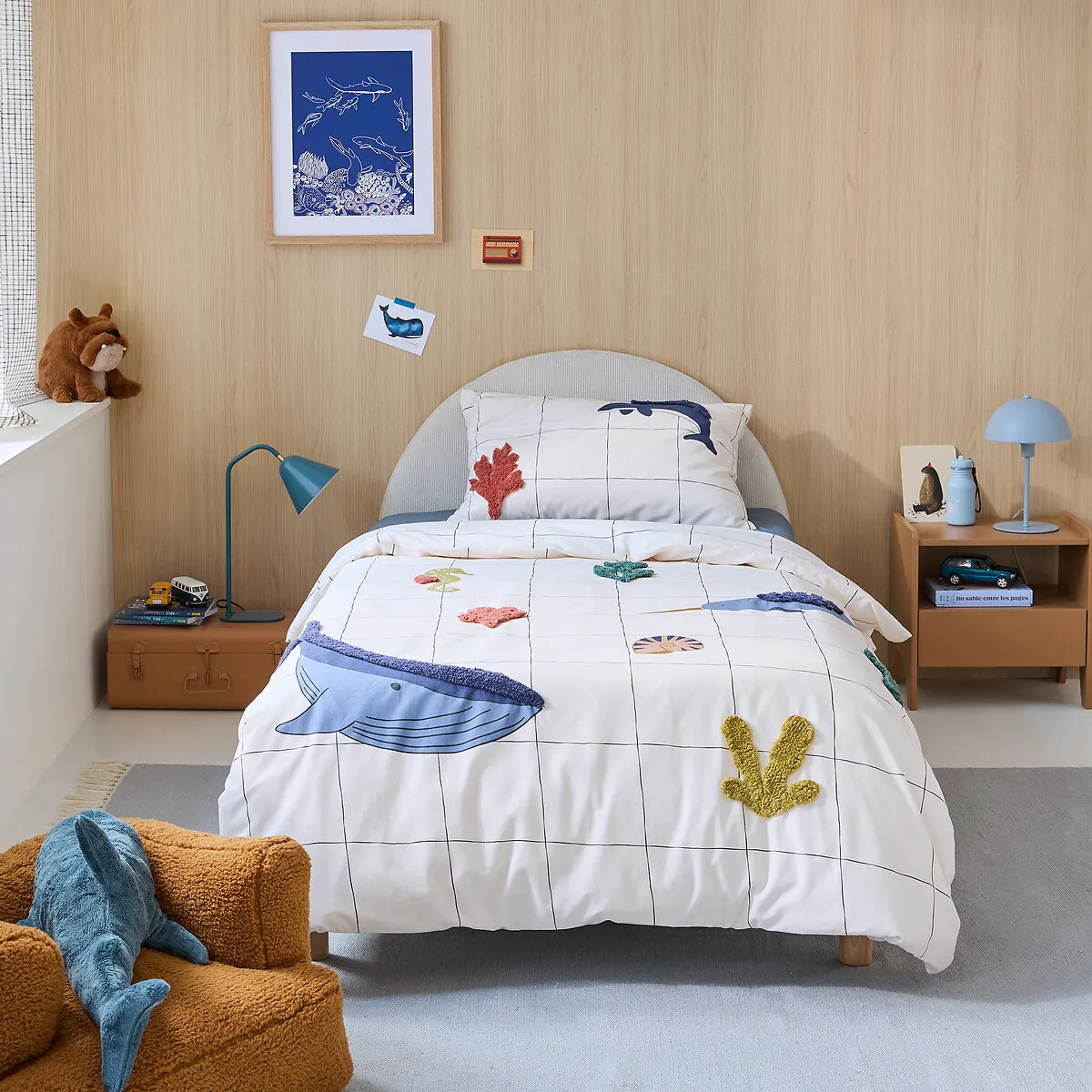Heol Under The Sea Double Duvet Cover with Tufting - Ecru, Cotton alternate view
