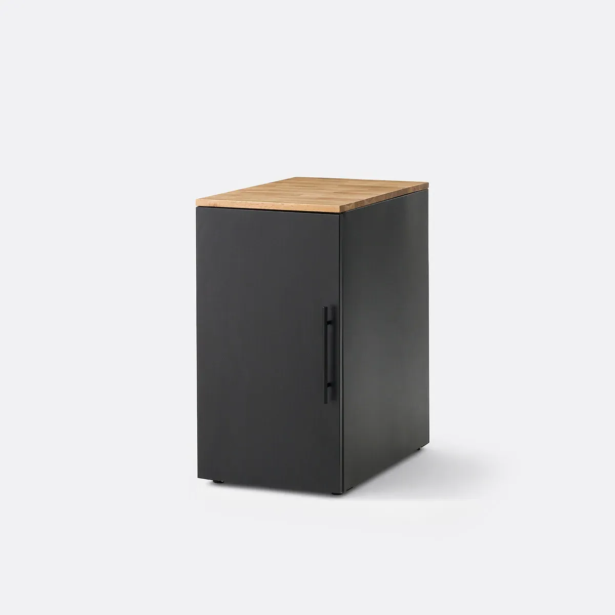Hiba 1-Door Desk Cupboard Unit - Oak, Metal product