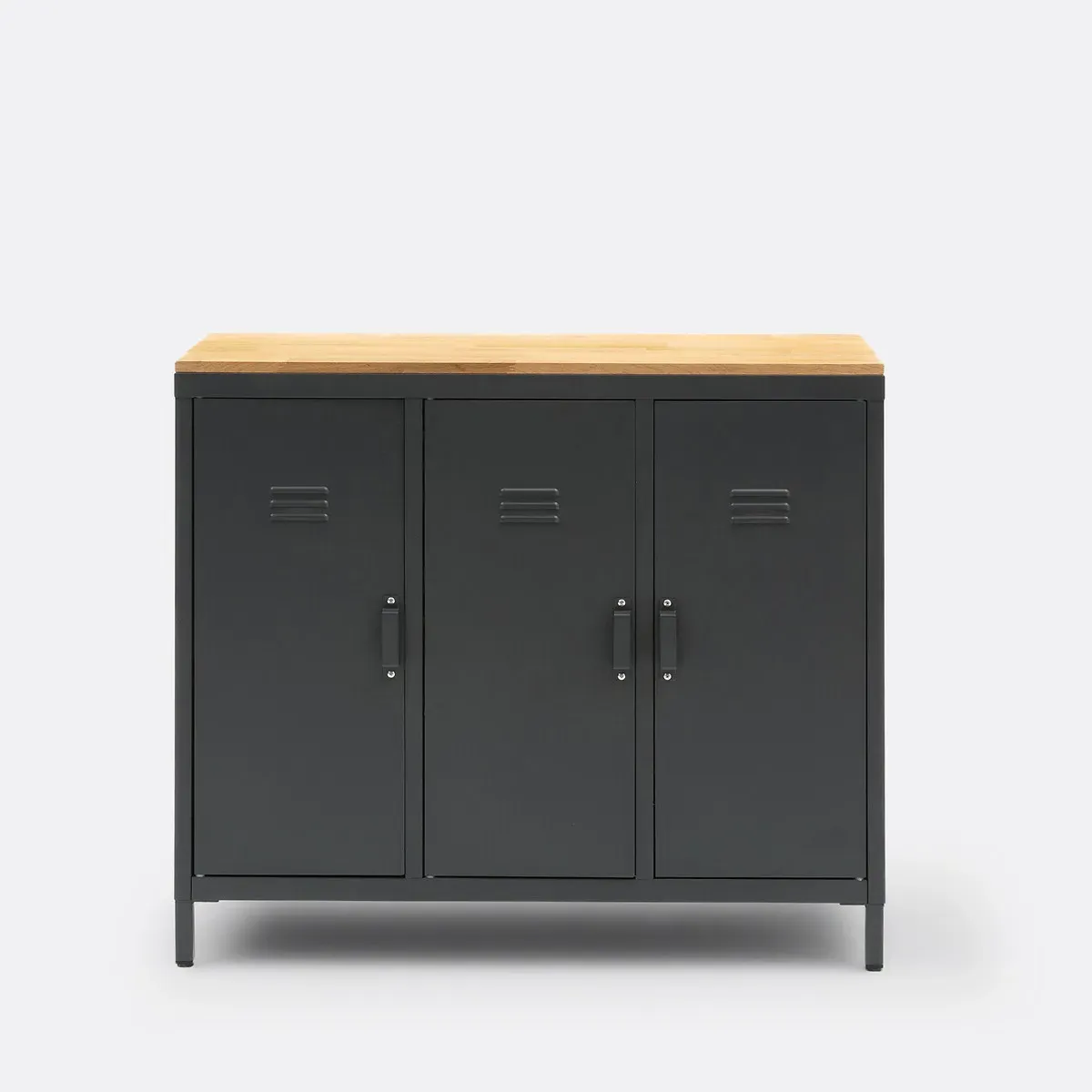 Hiba 3-Door Locker Unit - Charcoal Grey, Oak & Metal alternate view