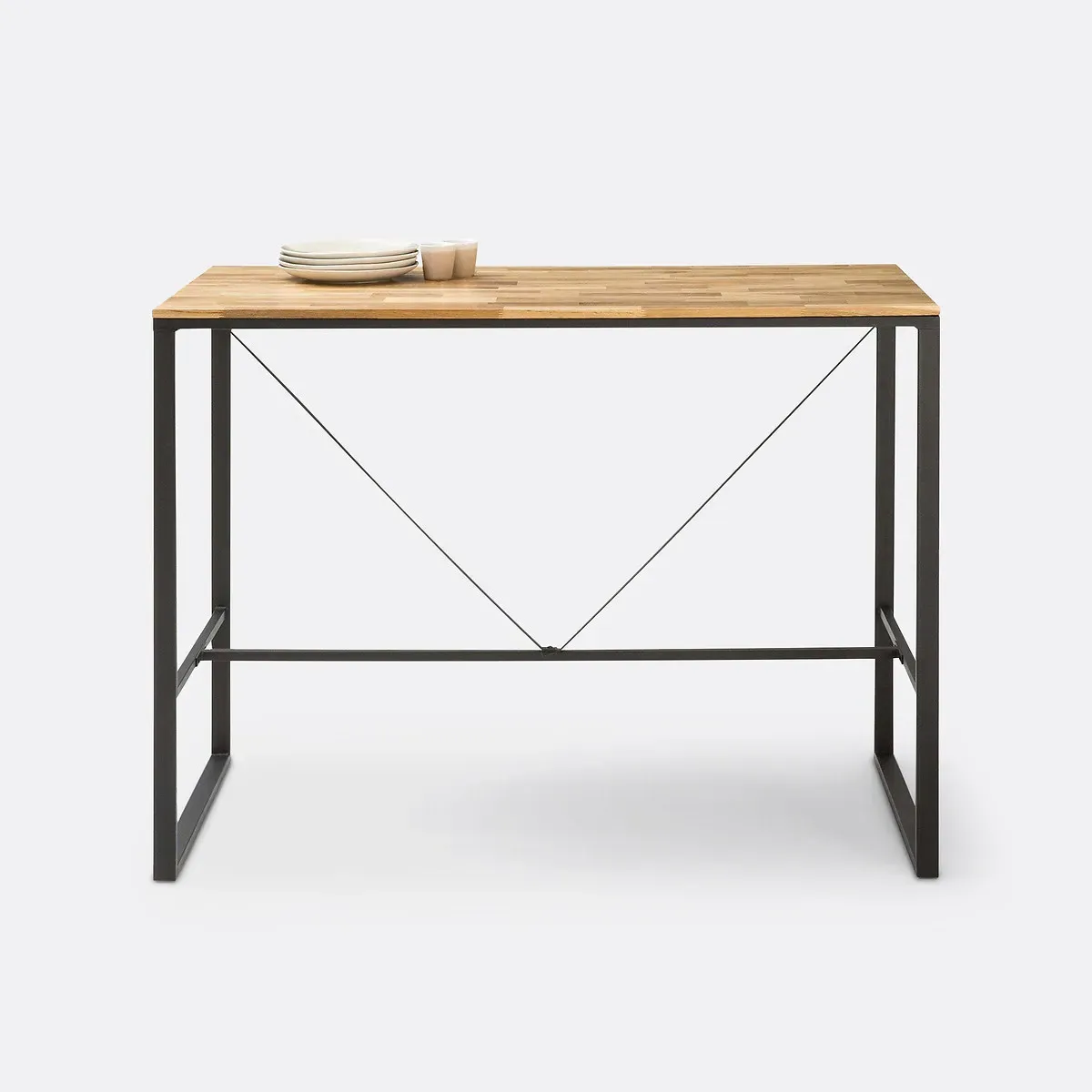 Hiba 4-6 Seater High Bar Table - Natural, Oak & Steel alternate view