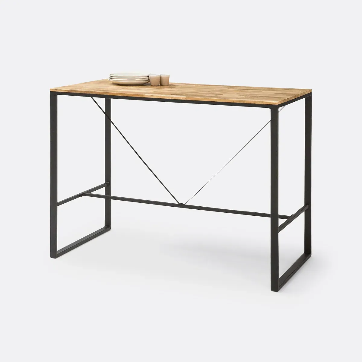 Hiba 4-6 Seater High Bar Table - Natural, Oak & Steel product