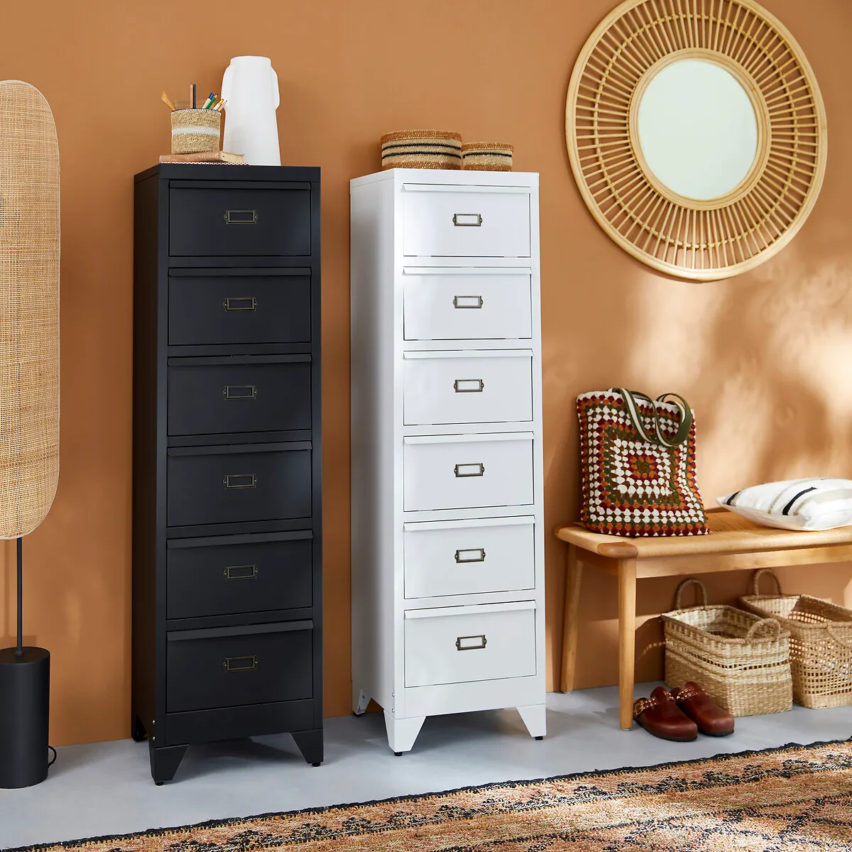 Hiba 6-Drawer Metal Storage Unit with Labels - Black alternate view