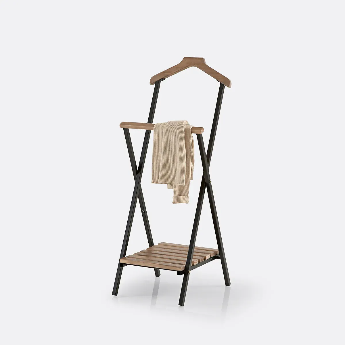 Hiba Folding Valet Rack - Wood, Metal product