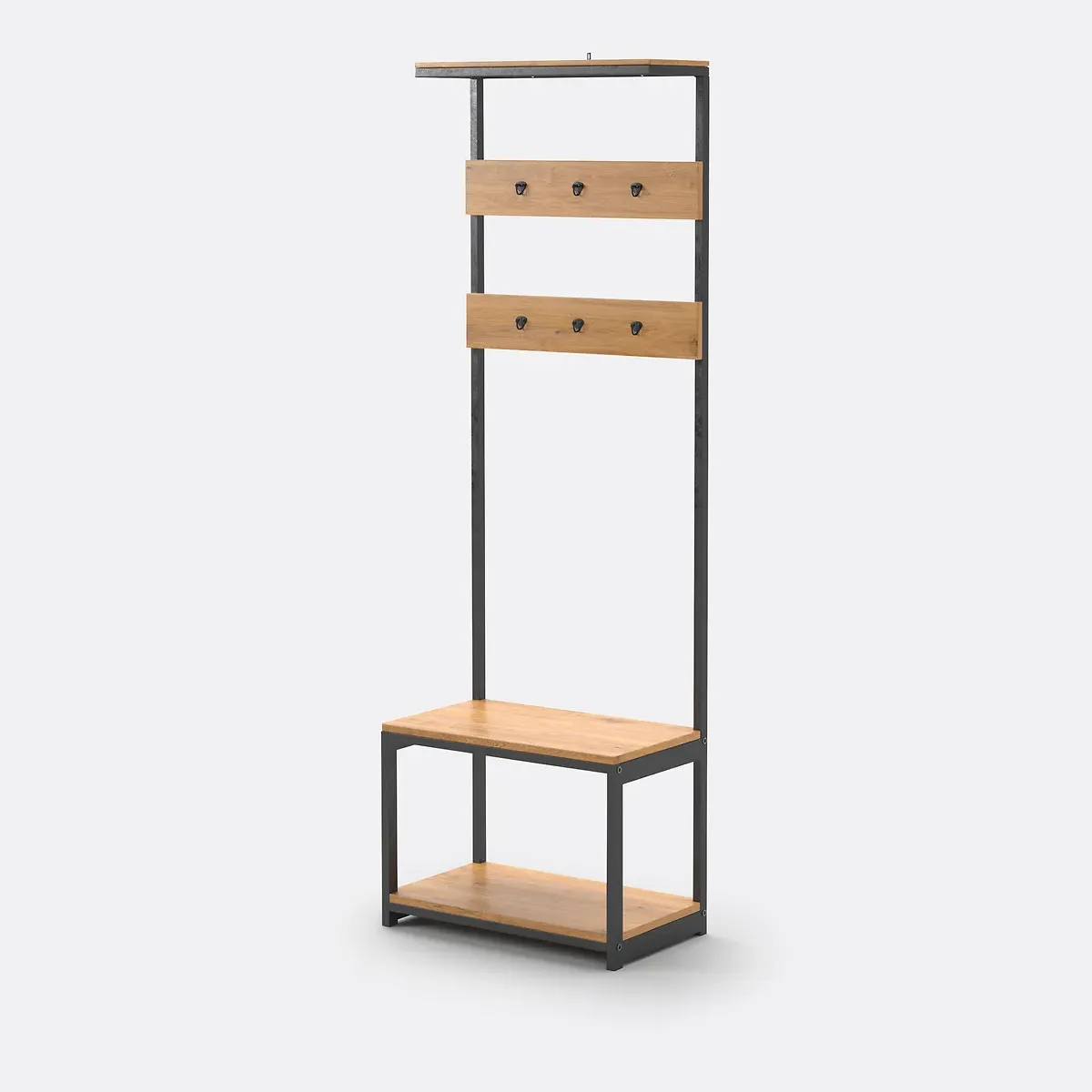 Hiba Hallway Coat Rack & Bench - Pine, Metal product