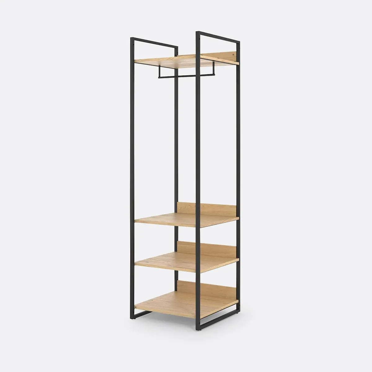 Hiba Modular Wardrobe Unit with 3 Shelves & Hanging Rail - Pine, Metal product