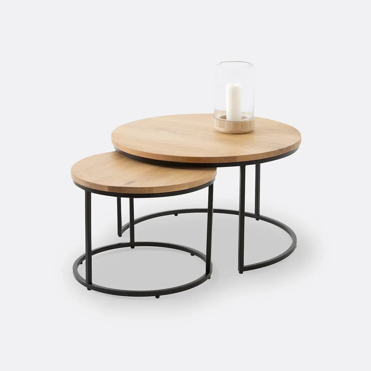 Hiba Set of 2 Nesting Coffee Tables - Oak product
