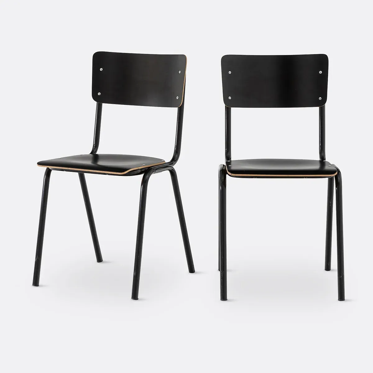Hiba Set of 2 Stackable Chairs - Black, Beech Plywood product