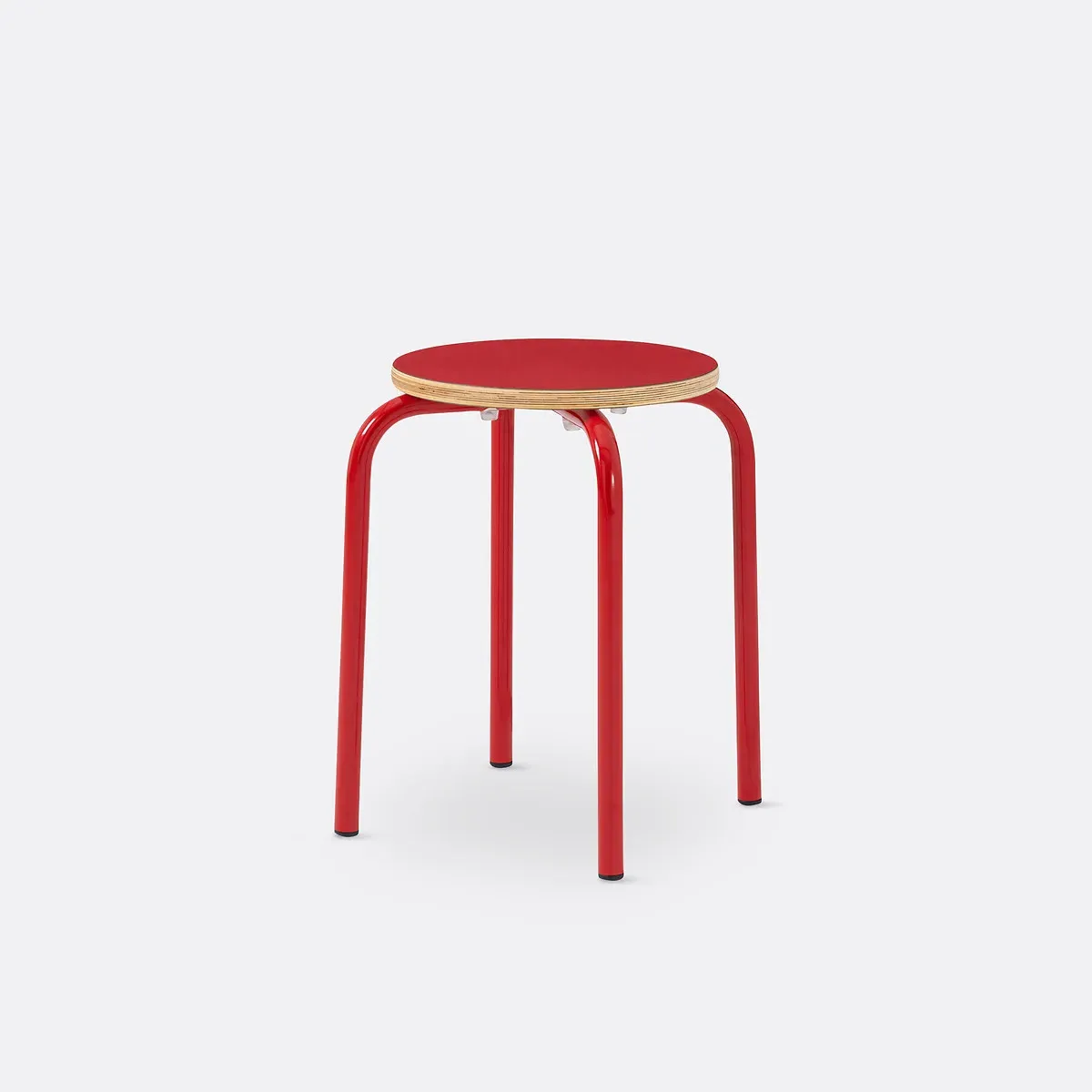 Hiba Stackable Low Stool - Red, Beech Plywood product