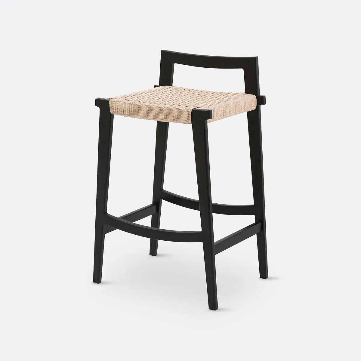 Hokito Bar Stool - Black, Oak & Paper Rope product