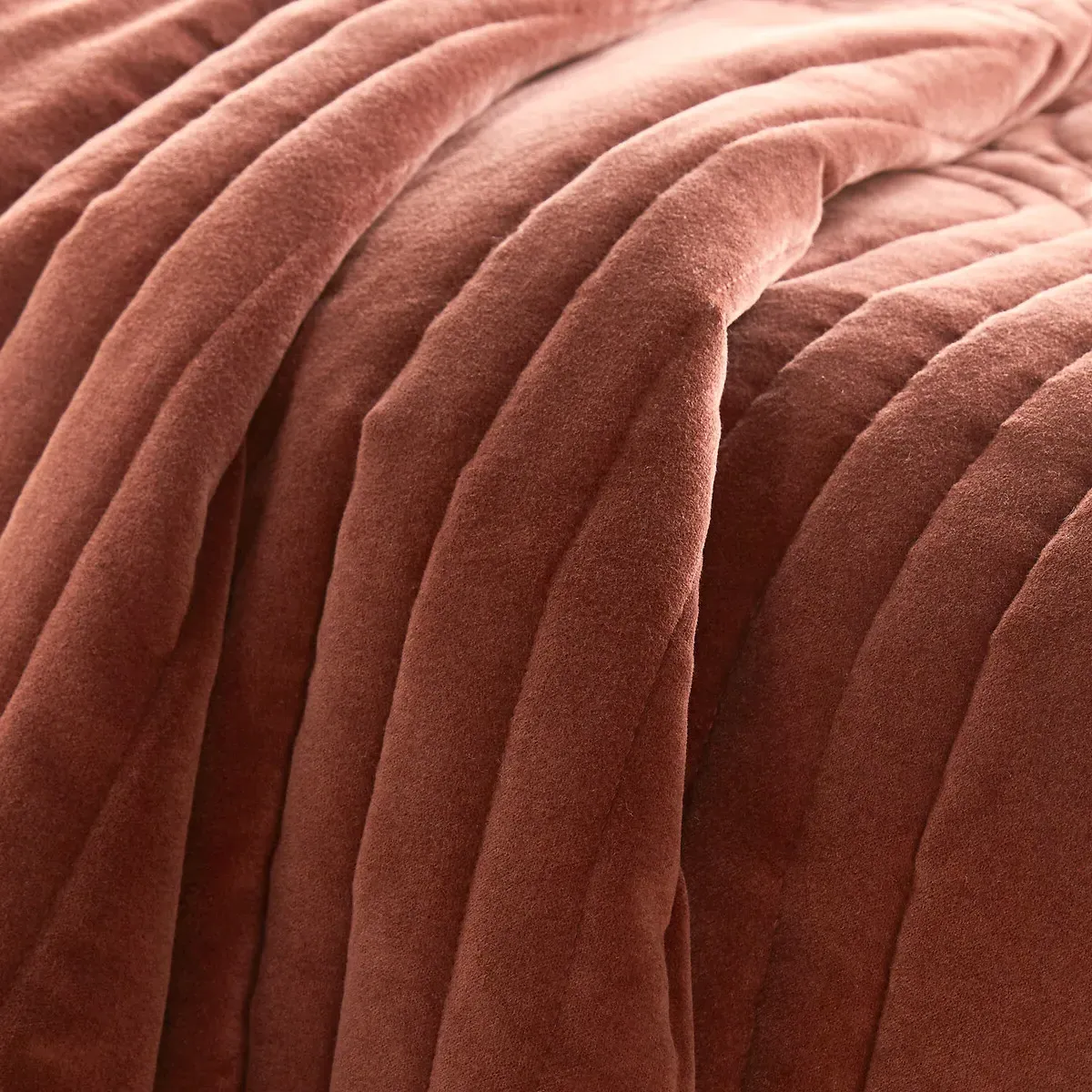 Honorine Quilted Bedspread - Terracotta, Cotton Velvet alternate view