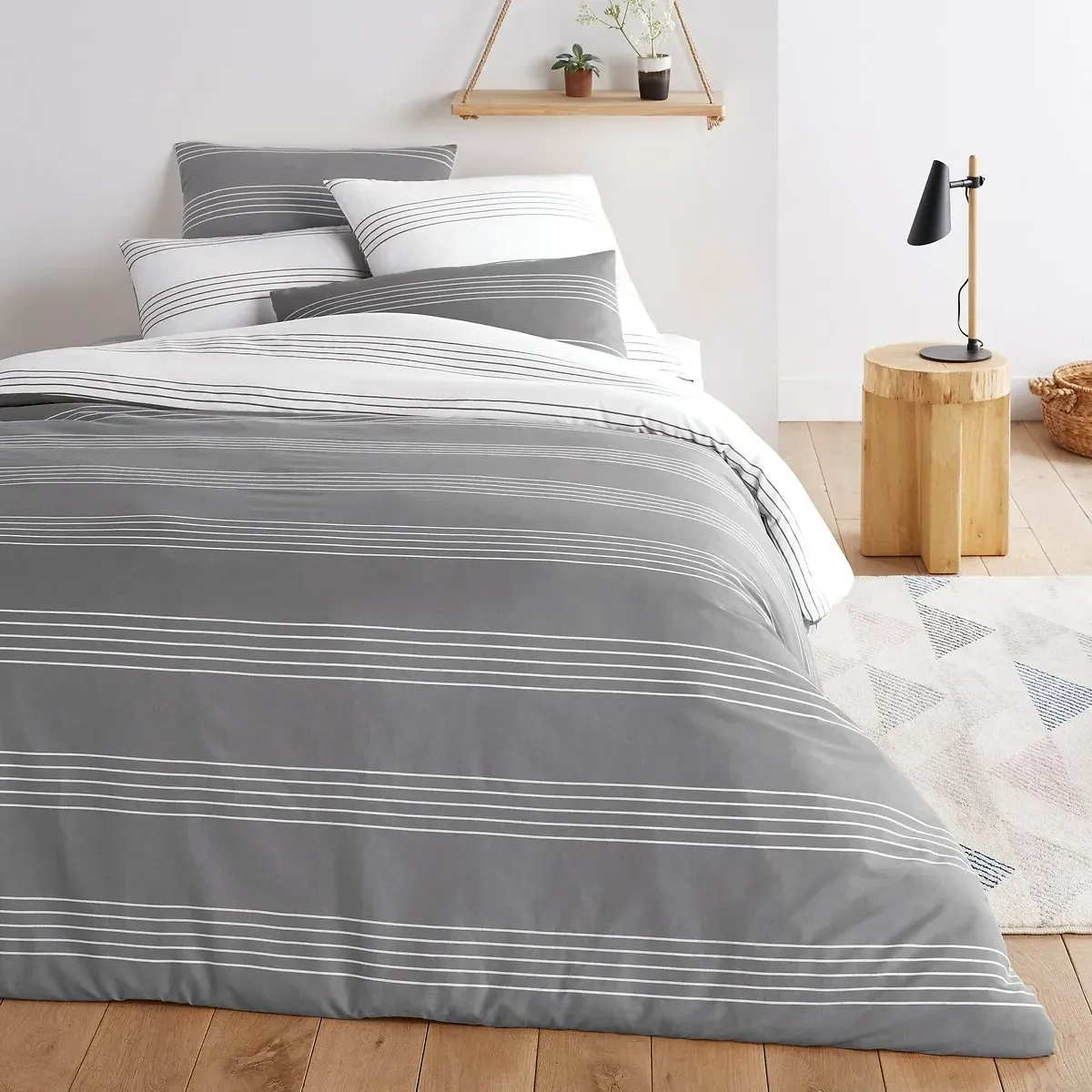 Horizon Reversible Duvet Cover - Grey, Cotton product