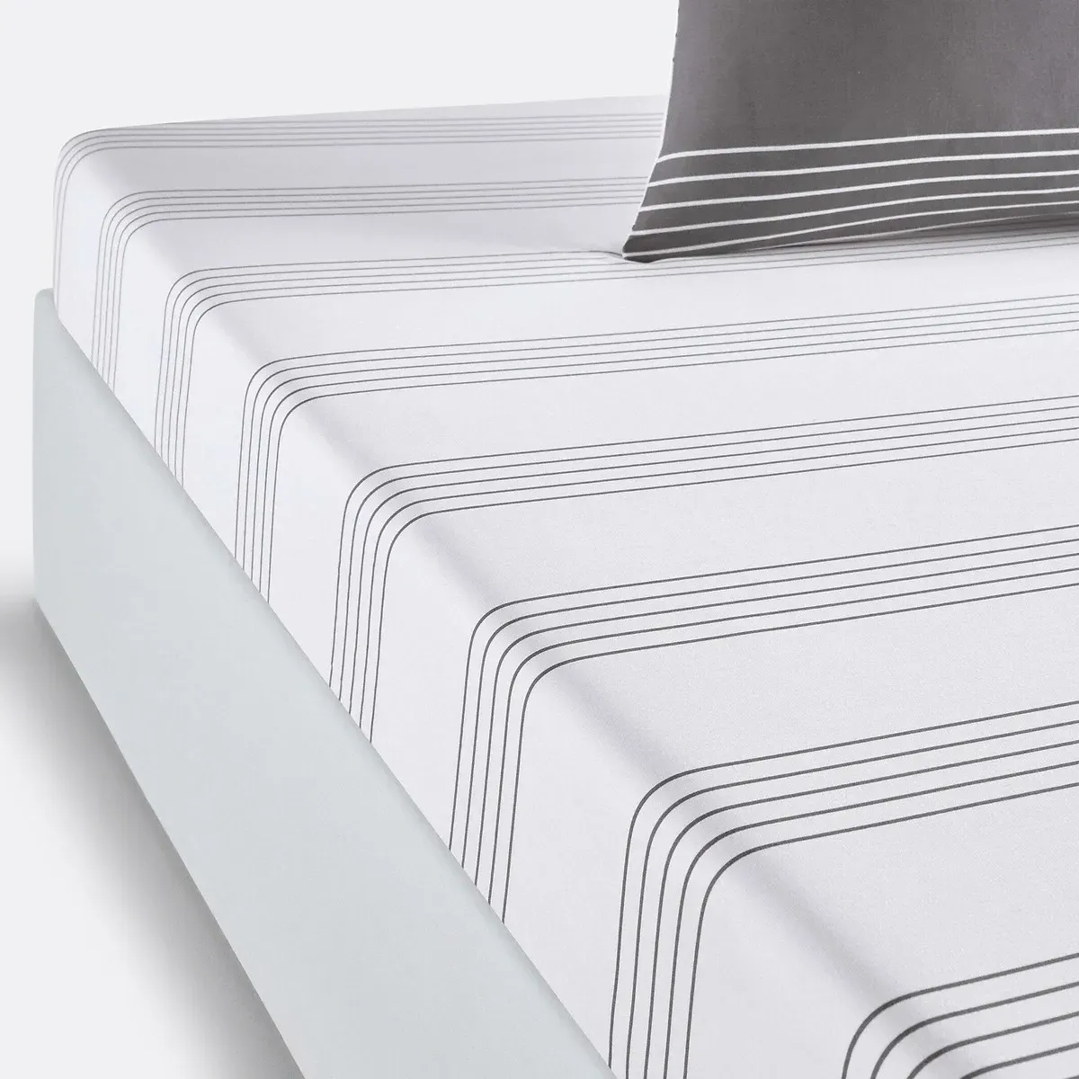 Horizon Striped Fitted Sheet - Grey, Cotton product