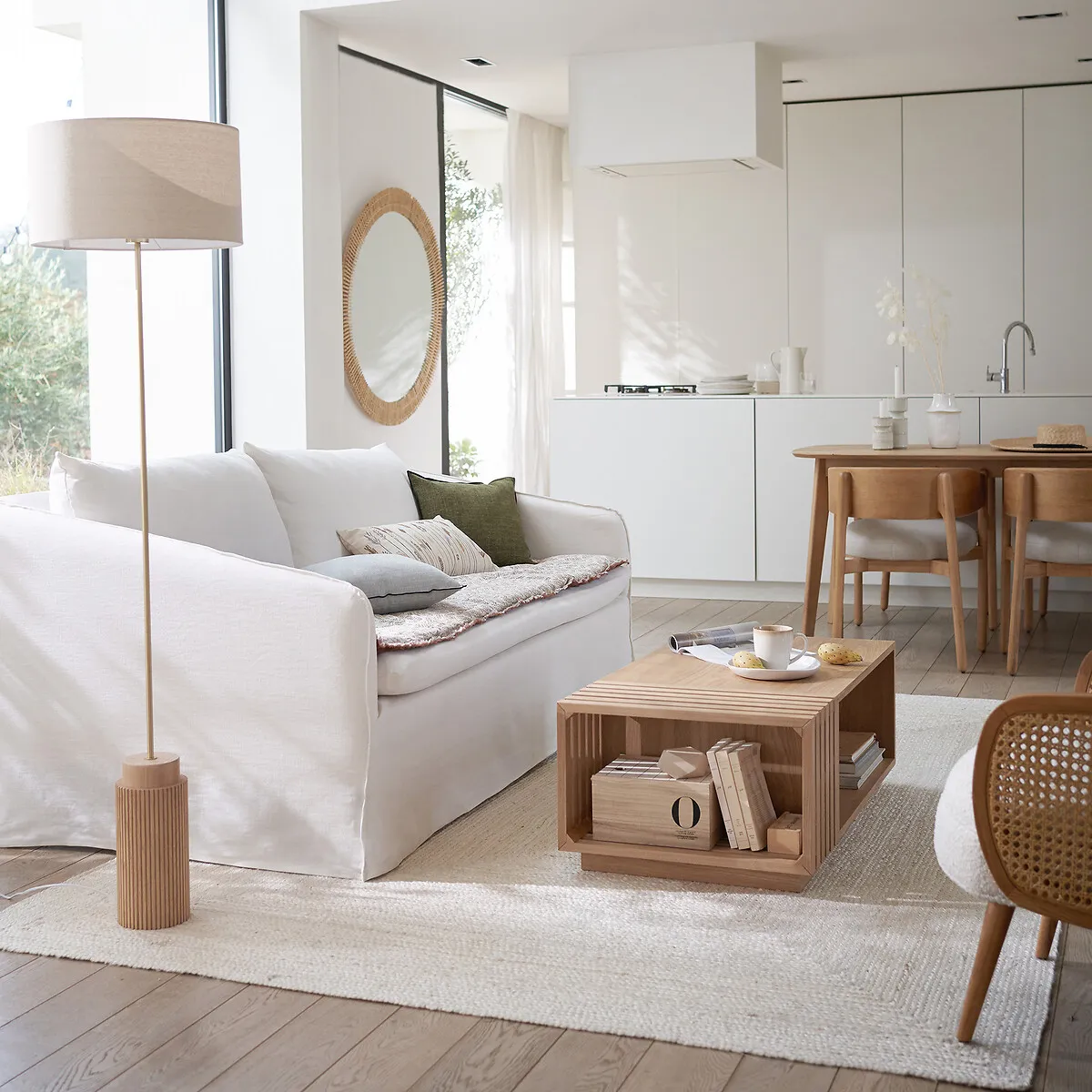 Idna Floor Lamp - Natural, Oak & Linen alternate view
