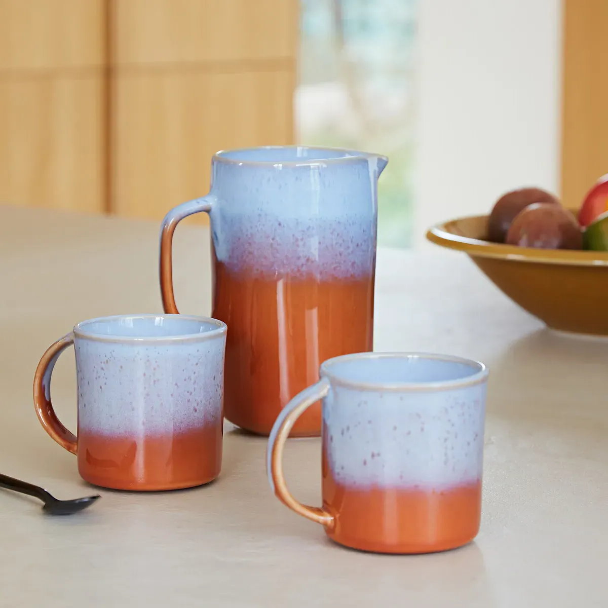Ikora Set of 2 Mugs - Blue, Reactive Glazed Stoneware alternate view