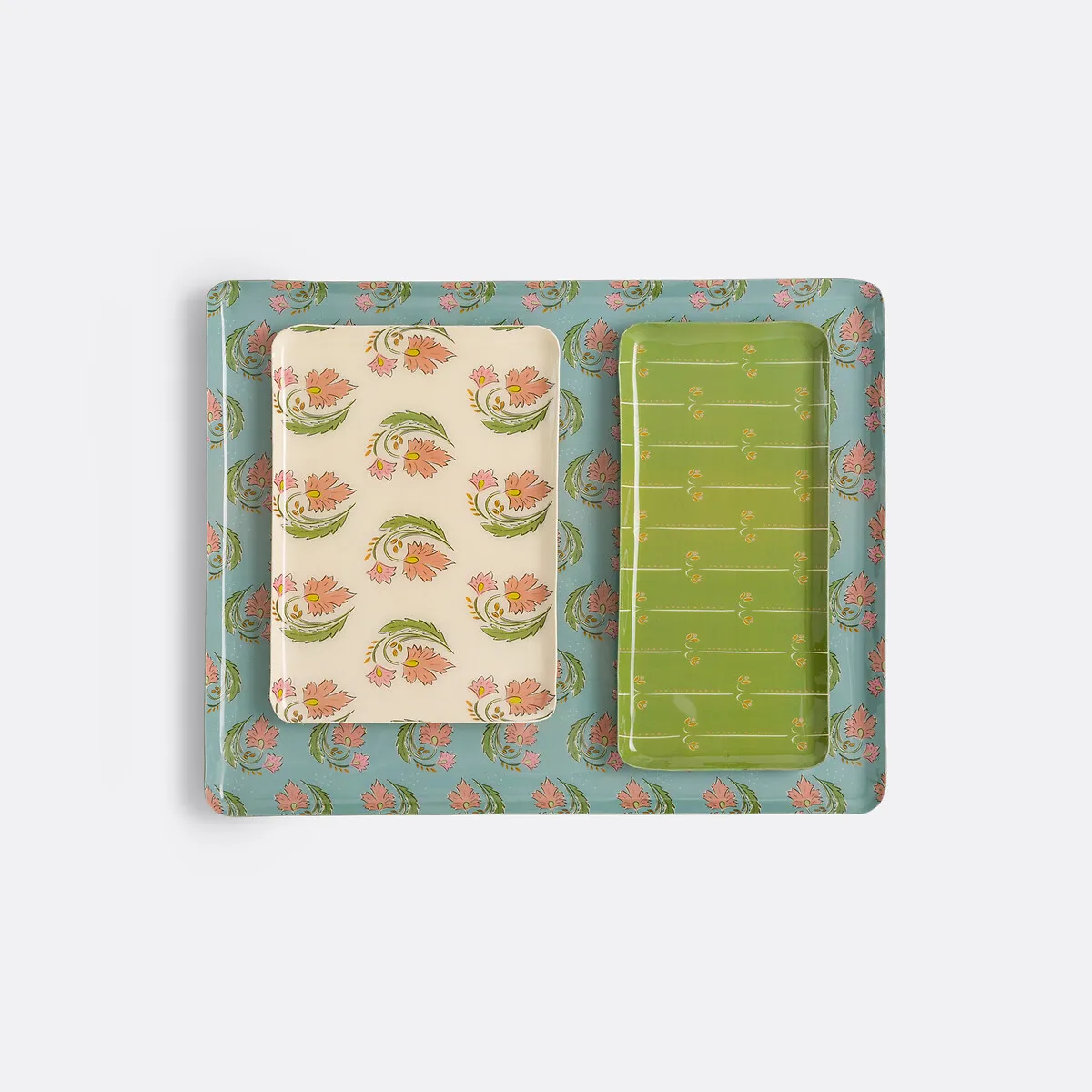 Ina Floral Print Nesting Trays Set of 3 - Metal product