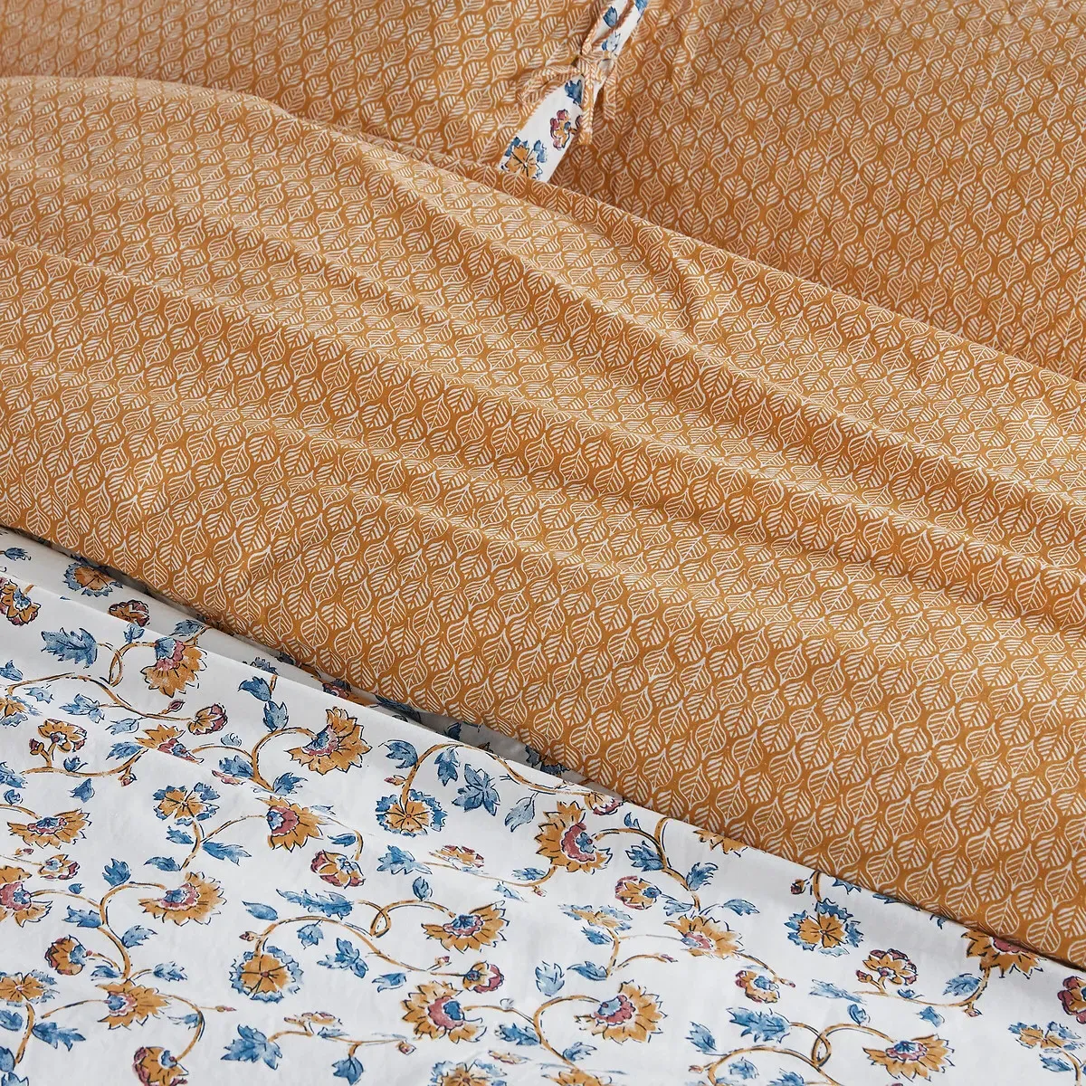 Indian Flower Washed Cotton Duvet Cover - Floral Print alternate view