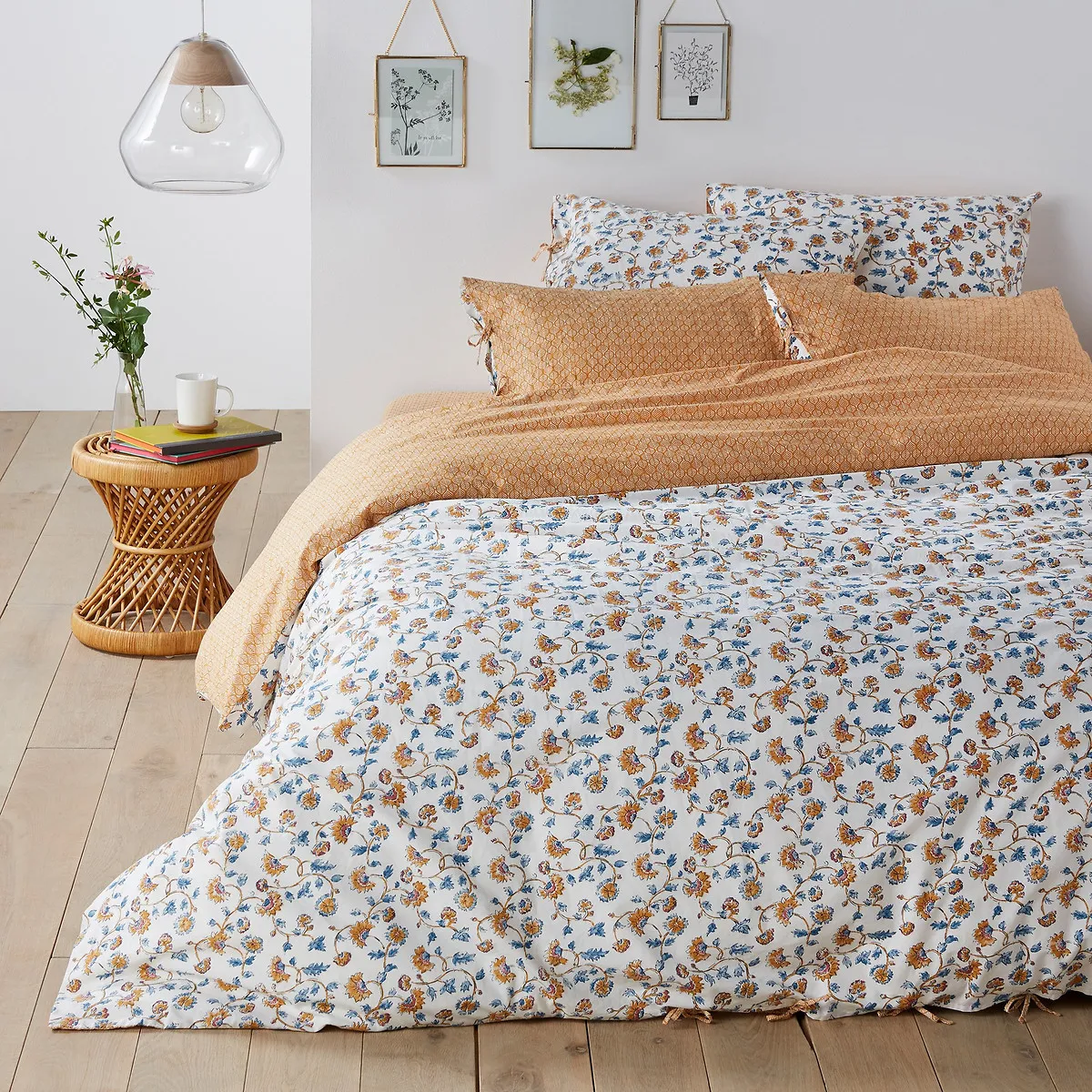 Indian Flower Washed Cotton Duvet Cover - Floral Print product