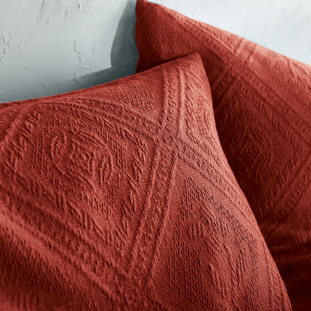 Indo Cotton Jacquard Bedspread - Rouge Basque alternate view