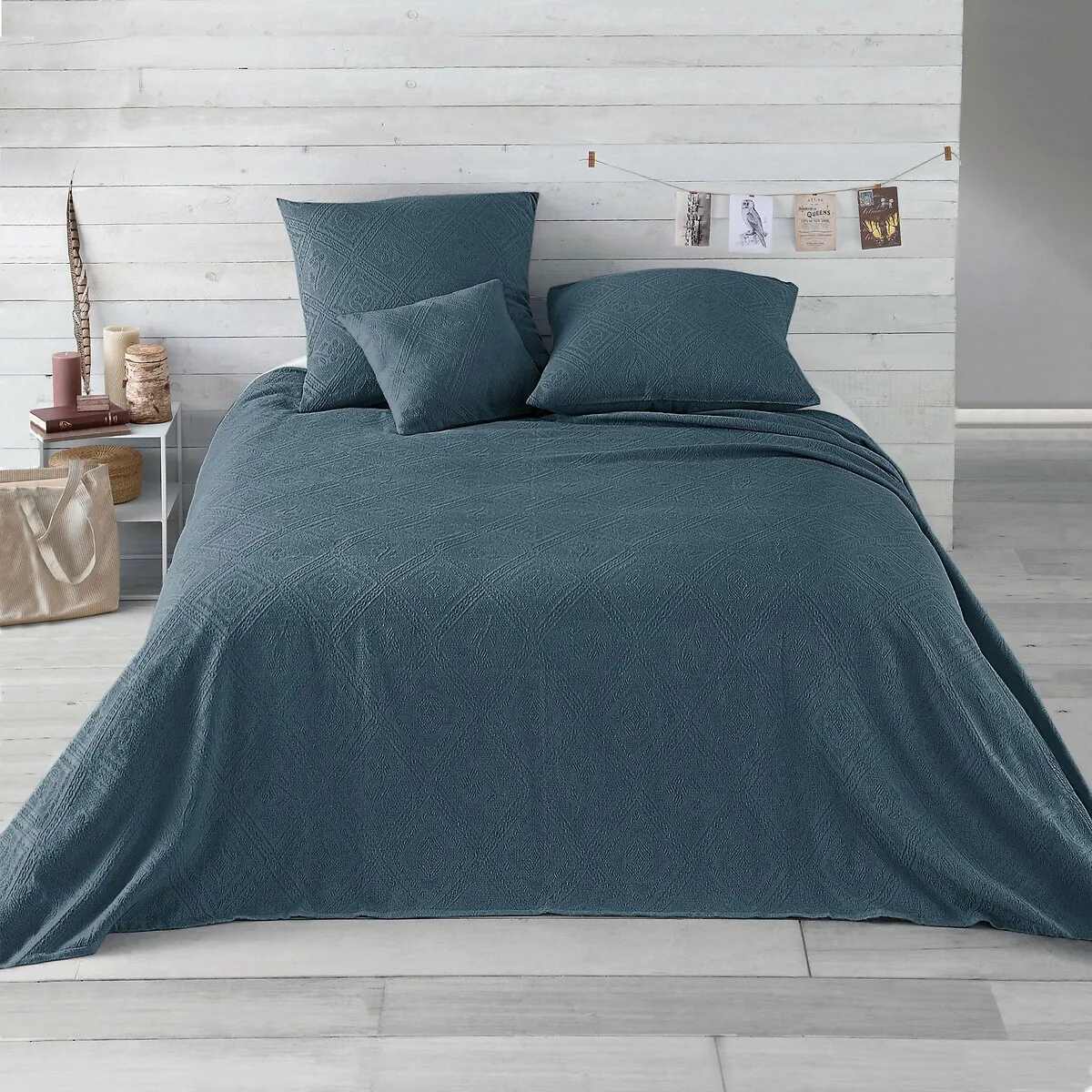 Indo Cotton Jacquard Cushion Cover - Blue Indian alternate view