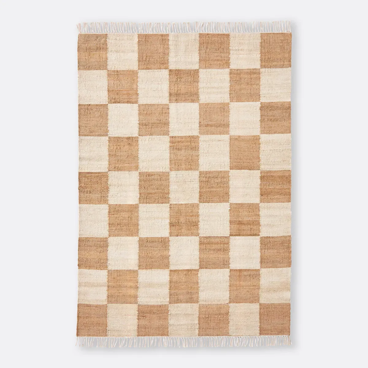 Ionisa Checkerboard Rug Fringed Edging - Natural, Jute alternate view