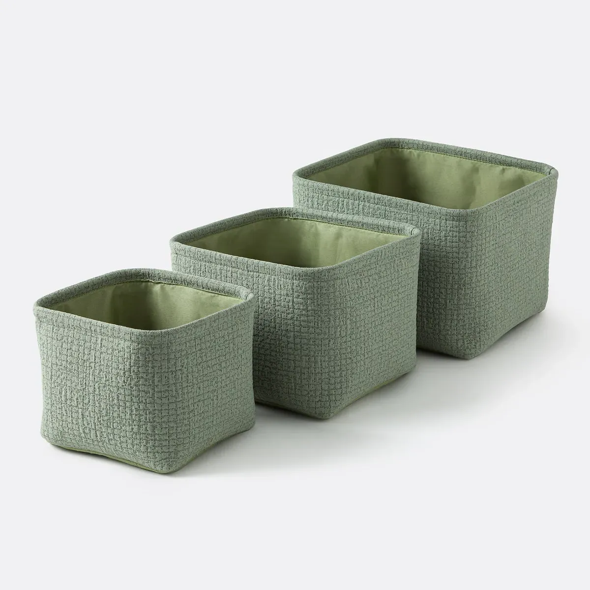 Itang Set of 3 Square Storage Baskets - Sage Green, Polyester product